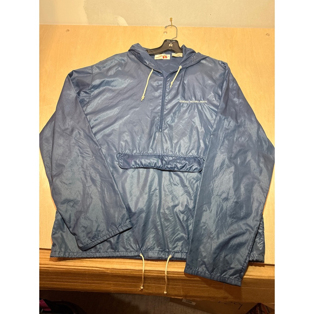 Vintage 80s General Motors Parts Windbreaker Jacket 3 Strikes Blue Anorak Large